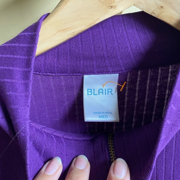 Vibrant purple retro quarter zip - Picture 3 of 3